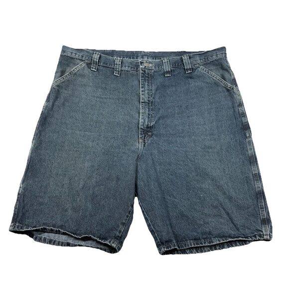 Vintage Y2k Wrangler Mens 44 Carpenter‎ Utility Blue Denim Shorts - Picture 1 of 8